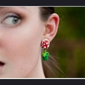 Mario plant earrings